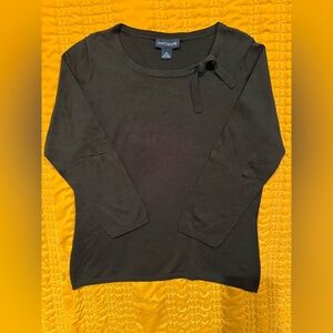 Ann Taylor Black Long Sleeve Top with Bow